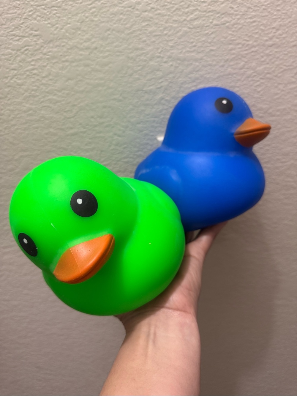 Bundle of 2 Jumbo squishy duck. Over 5 inch. Green & Blue. NEW. Viral toy